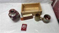 Ceramic pots, cups, and crumb sweeper