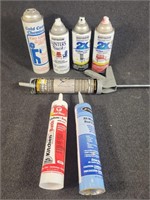 Dry silicone, spray paint, silicone caulk, roof