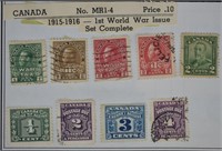 1915-1916 Canada WWI Stamp Issue Set; Postal, Phil