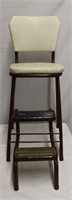 Retro kitchen step stool vinyl upholstered,