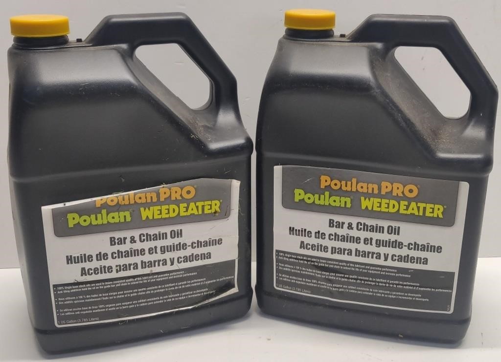 2 Poulan Pro Weedeater Bar & Chain Oil Jugs