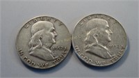 2- 1952 Ben Franklin Half Dollars (D)