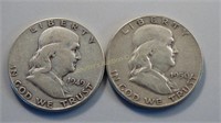 1949 & 1950 Ben Franklin Half Dollars