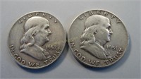 2- 1951 & 1957 Ben Franklin Half Dollars (D)