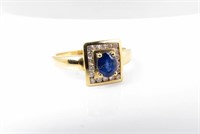14K Yellow Gold Sapphire & Diamond Fashion Ring