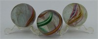 3 - 1" LATTICINIO AND  OPEN SWIRL MARBLES