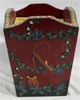Painted Wood Trash Can 11.25 x 8.5 x 8.5