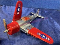 Vintage Hubley USA metal airplane #3 (red-silver)