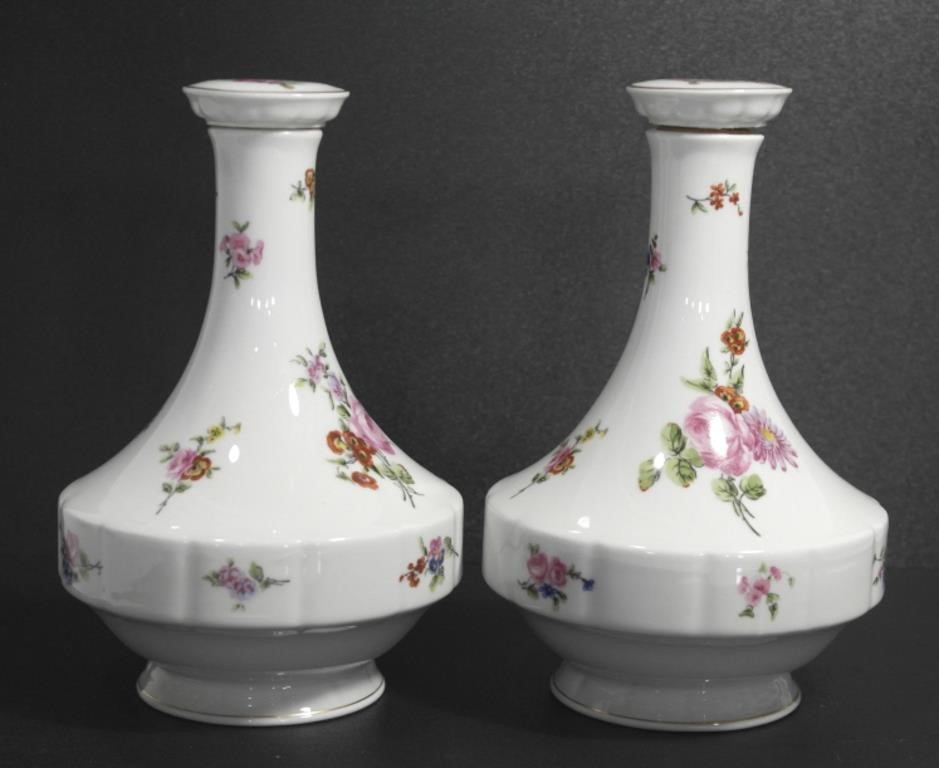 2 VINTAGE LIMOGES PORCELAIN DECANTERS, CHANTILLY