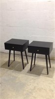 Pair Modern Style Side Tables W/Drawers U8B
