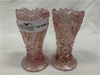 Pair Fenton Pink Iridescent vase
