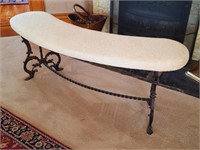 Cast Iron Upholstered Bench, Fireplace Tools