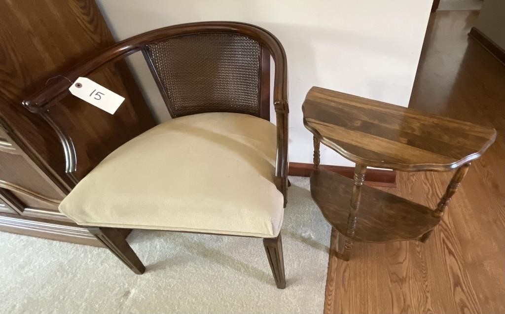 CAIN BACK OVAL CHAIR & HALL TABLE