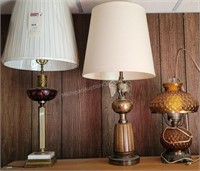 Trio of Lamps w/ 2 Brass and Patriotic Theme