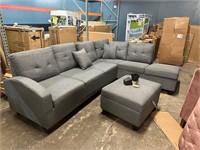Gray Sectional With Storage Ottoman