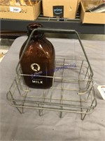 4 HALF GALLON MILK BOTTLE WIRE CARRIER,