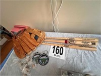 Baseball Glove, Miniature Bats & Pins