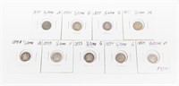 NINE (9) SEATED HALF DIMES - 1848-O to 1861