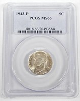 1943-P SILVER WAR NICKEL - PCGS MS66