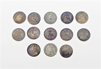 13 BUST and SEATED LIBERTY HALF DIMES