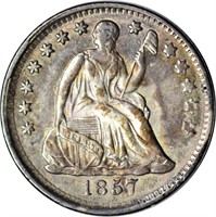 1857 SEATED HALF DIME - XF, OLD CLEANING