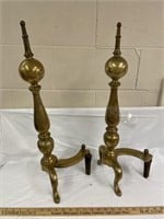 Brass andirons for in front of fireplace