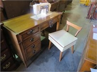 SEARS KENMORE SEWING MACHINE IN CABINET & CHAIR