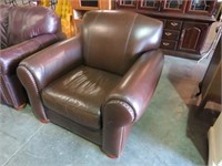 LAZY BOY BROWN LEATHER OVERSIDE CHAIR