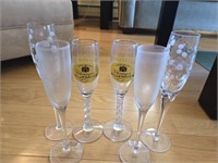Lot of 6 Collectible Champagne Flutes