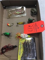 frogs, blade bait, soft plastics
