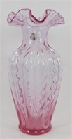 * Fenton Pink Vase with Ruffled Top