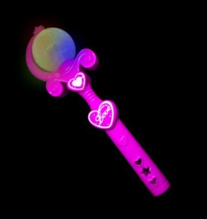 9" Light-Up 10 Spinning Princess Wand- Pink