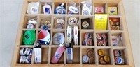 PEPSI COLA COLLECTABLE LOT IN SHADOW BOX-17X12