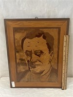 Vintage Inlaid Wood Signed Art Franklin Roosevelt