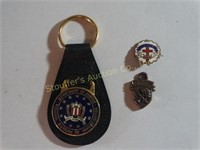 FBI key chain, Union Church Pin, Antique McGregor