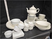 Large lot of white dishes Pier 1 Ironstone others