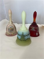3 Fenton Glass Hand Painted Bells 1 is #1179
