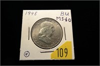 1948 Franklin half dollar, gem BU