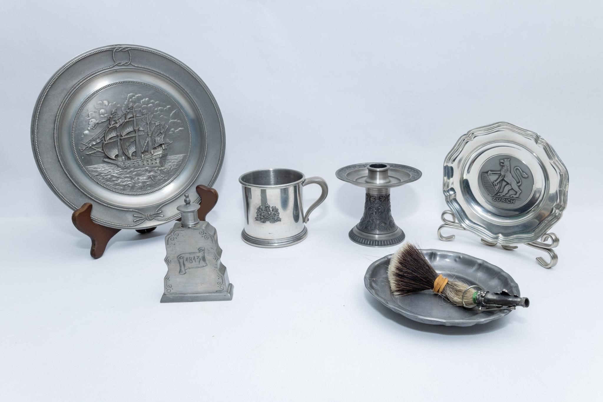 Collection of vintage pewter