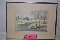Original Watercolor "Country Life Russia" Signed