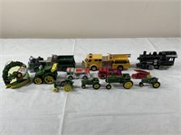 Toy trucks and tractors