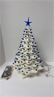 21.5" Ceramic Christmas tree w/ blue lights
