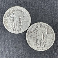 1928 & 1929 Standing Liberty Silver Quarters