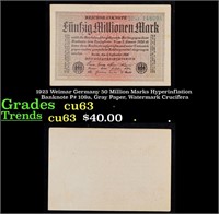 1923 Weimar Germany 50 Million Marks Hyperinflatio