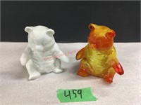 Mosser Slag Bear & Milk Glass Bear