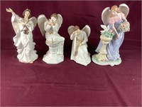 Four Porcelain Angels- 3 Have Gold Trim & 1 With