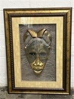 Vintage African Tribal Mask Framed 3D Wall Art