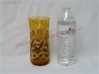 Libbey Ombre Yellow Amber Daisy Tumbler Glass