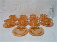 Vintage Fire King Peach Lustre Tea Cups & Saucers