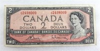 Billet de DEUX DOLLARS canadiens 1954
